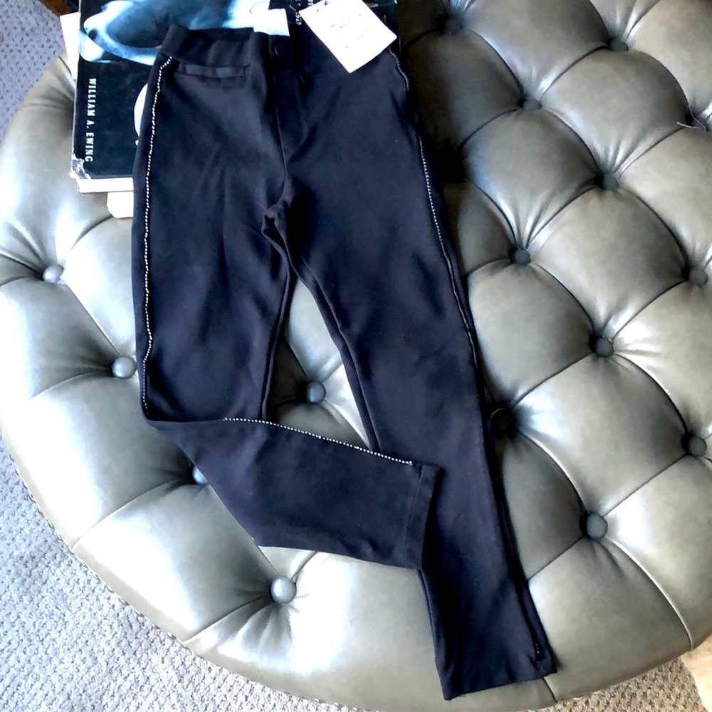 Zara’s girls black leggings with rhinestones